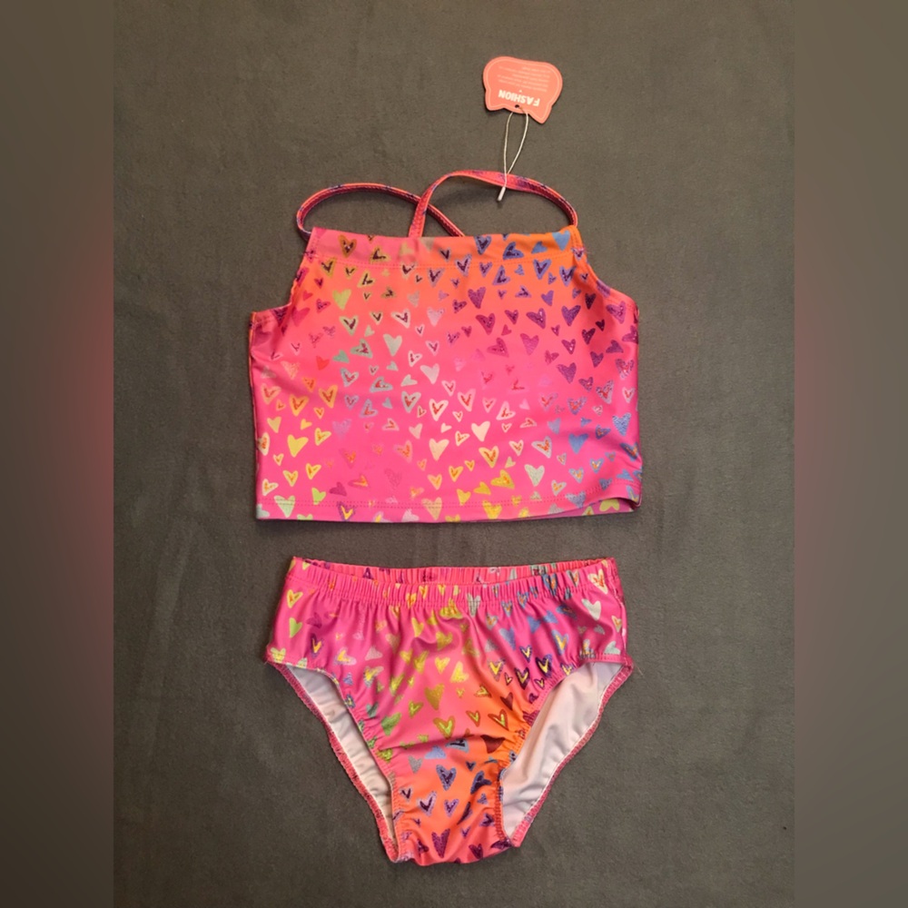 NWT Girls Heart Printed Bikini - Picture 7 of 9
